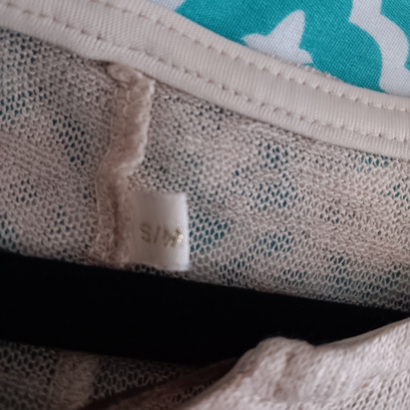 Unbranded~Blue & Brown Floral Butterfly Top Bat Wing Sleeves Feather Beaded Tie - Picture 7 of 15